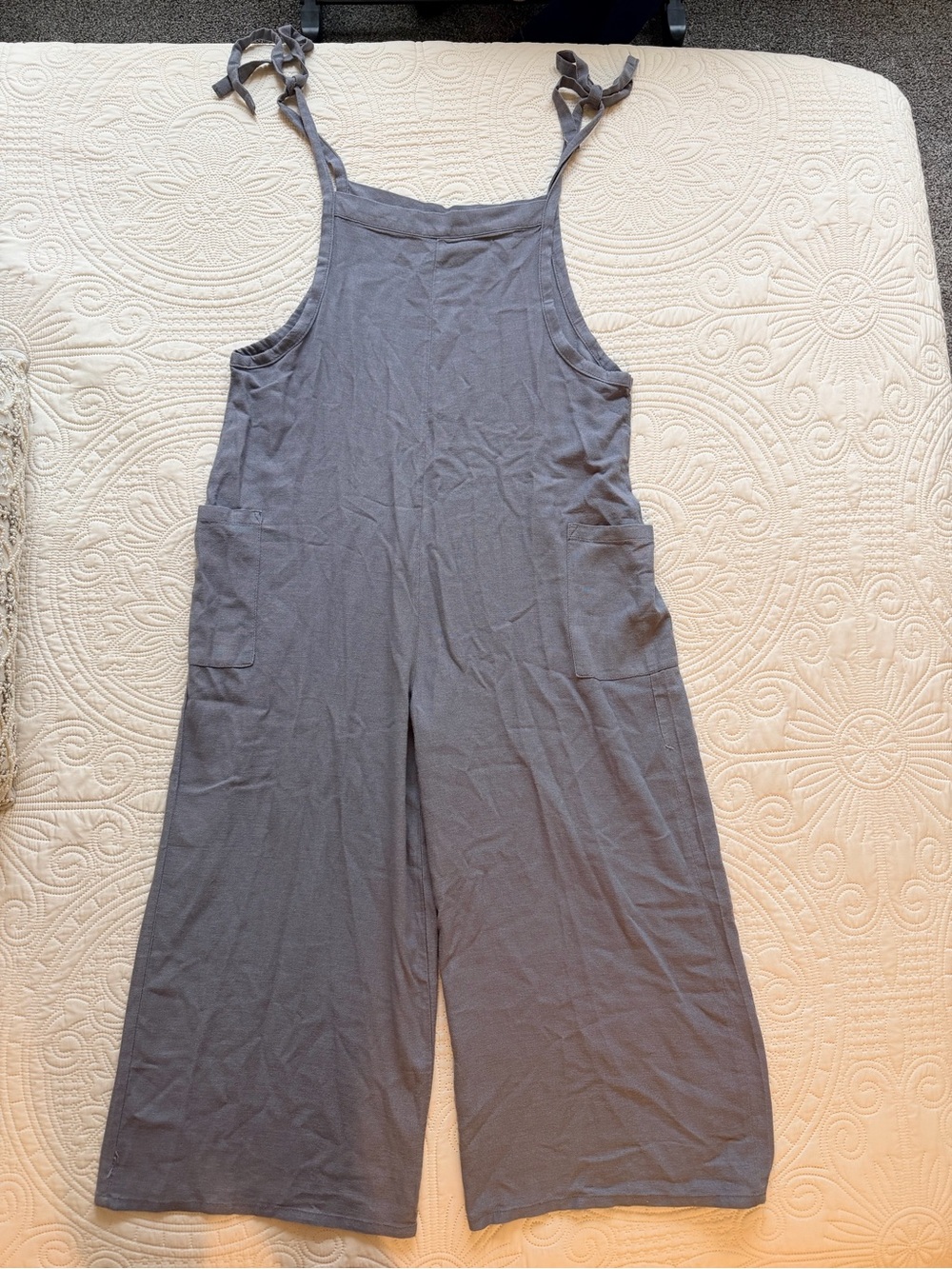 Women’s Blue Tie-Strap Wide-Leg Jumpsuit